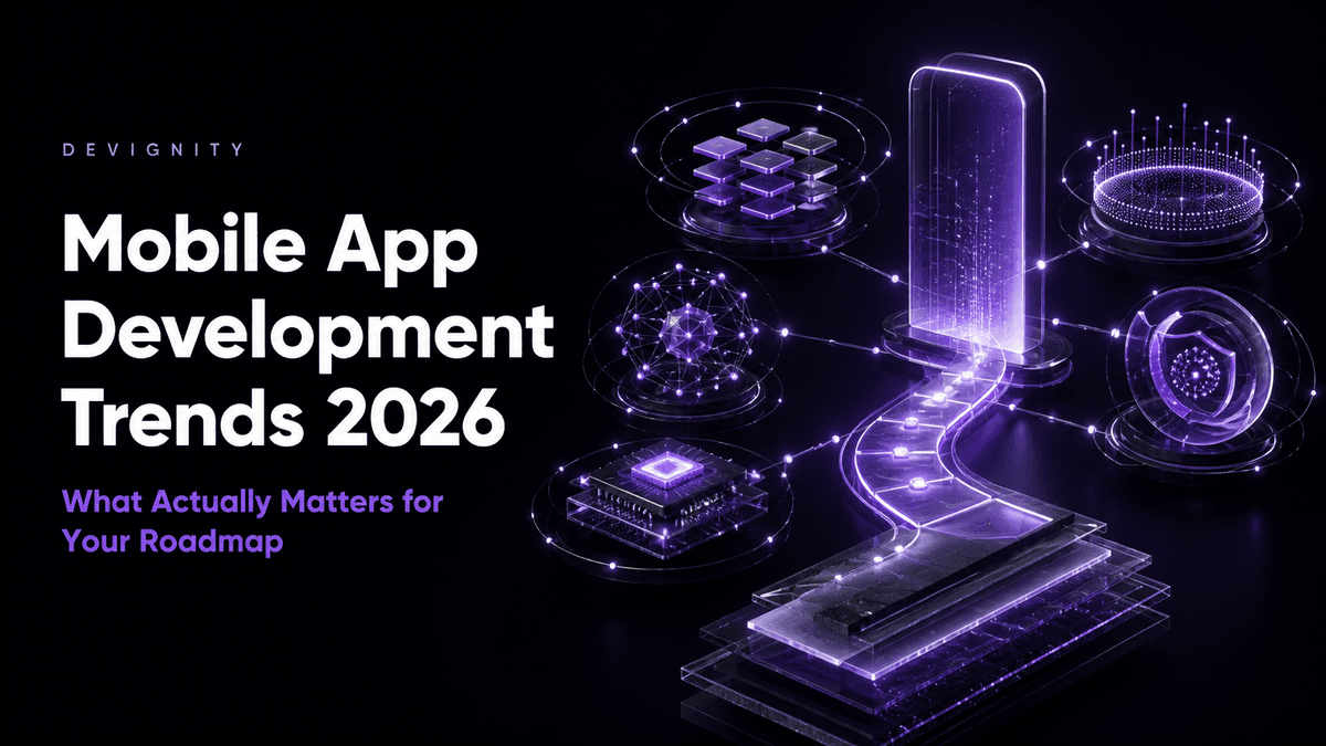 Mobile App Development Trends 2026: What Actually Matters for Your Roadmap — connected mobile technology roadmap illustration