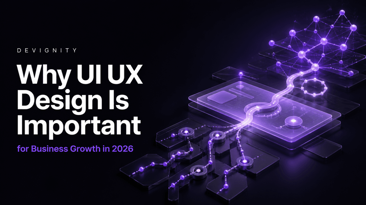 Why UI UX Design Is Important for Business Growth in 2026 — user journeys connecting into a business growth network